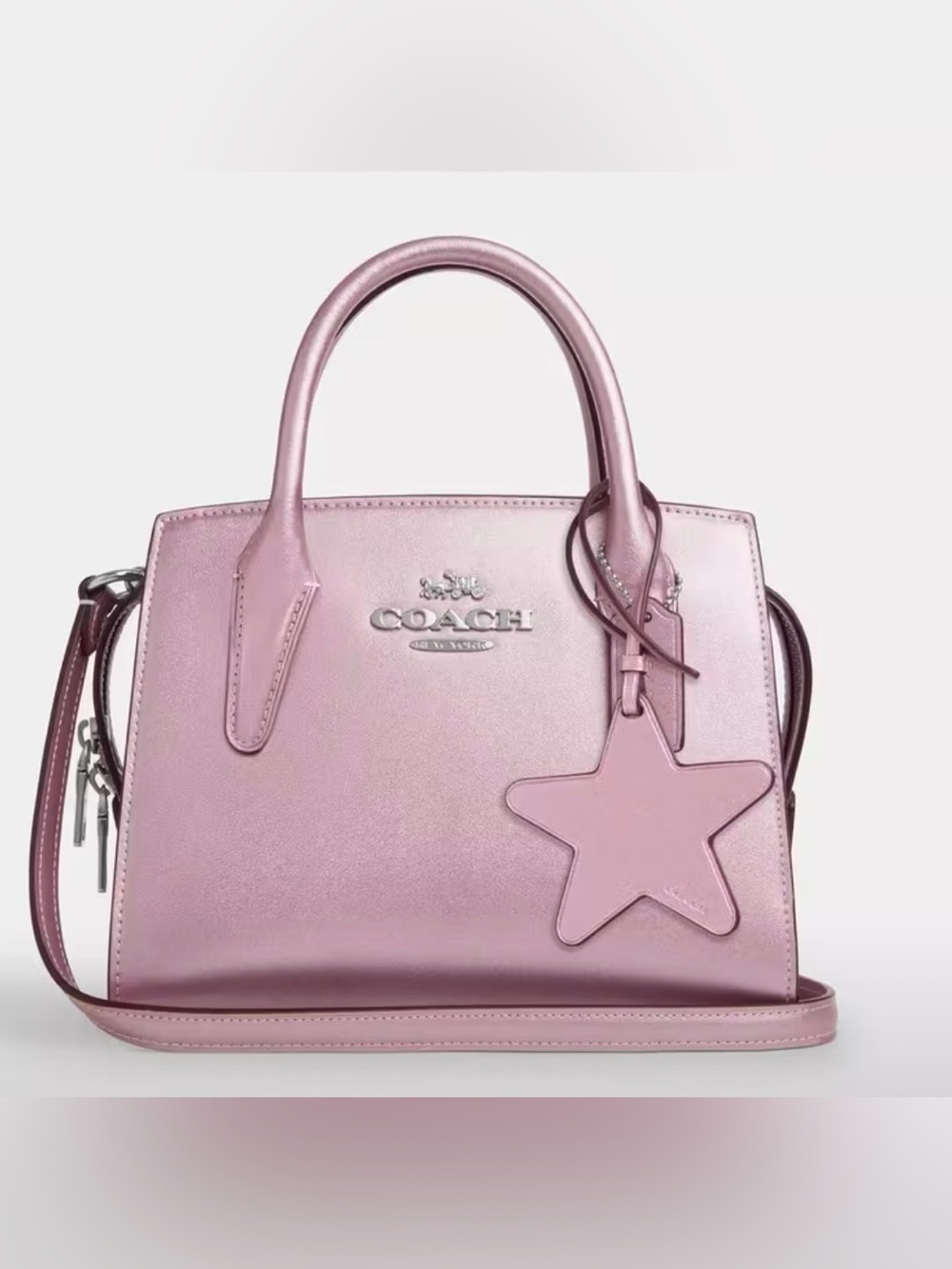 NWT Coach Andrea Carryall Bag with Star Charm - Metallic Pink (Style CW024)